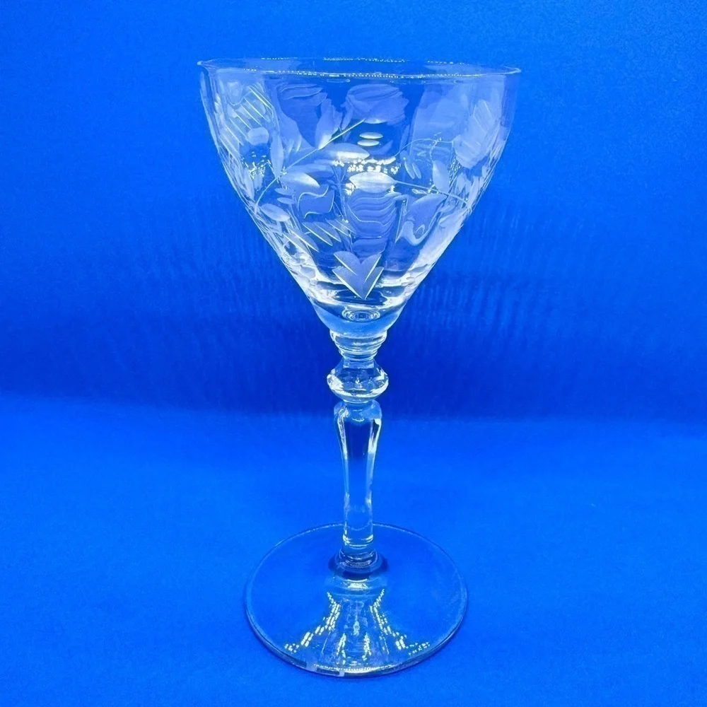 Vintage Optic Etched Floral Cordial Glasses Set of 3
